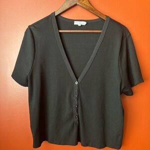 Good American Black Knitted V-Neck Top